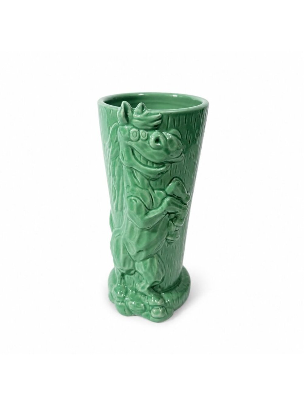 Smiling Horse Tiki Mug Vase Haynes Besco Mid Century Style Teal Turquoise Green